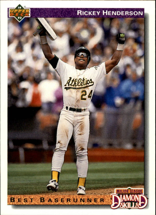 1992 Upper Deck #648 Rickey Henderson Diamond Skills - Baseball Card NM-MT