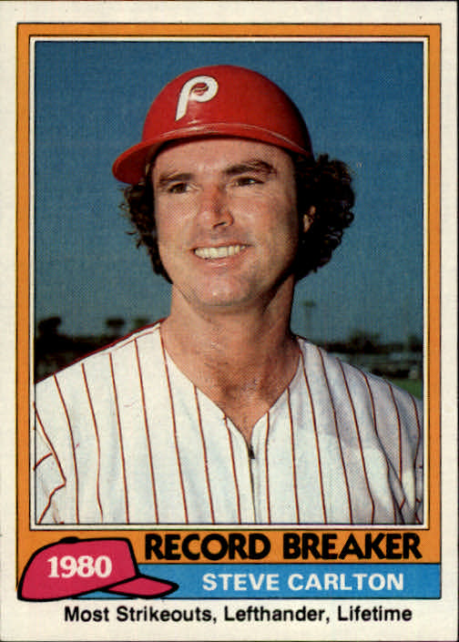 1981 Topps #202 Steve Carlton Record Breaker - Baseball Card NM-MT