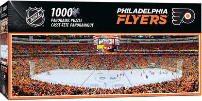 "Philadelphia Flyers NHL Stadium 1000-Piece Puzzle. Brand new, measures 13x39 inches. Officially licensed. Made by Masterpieces."