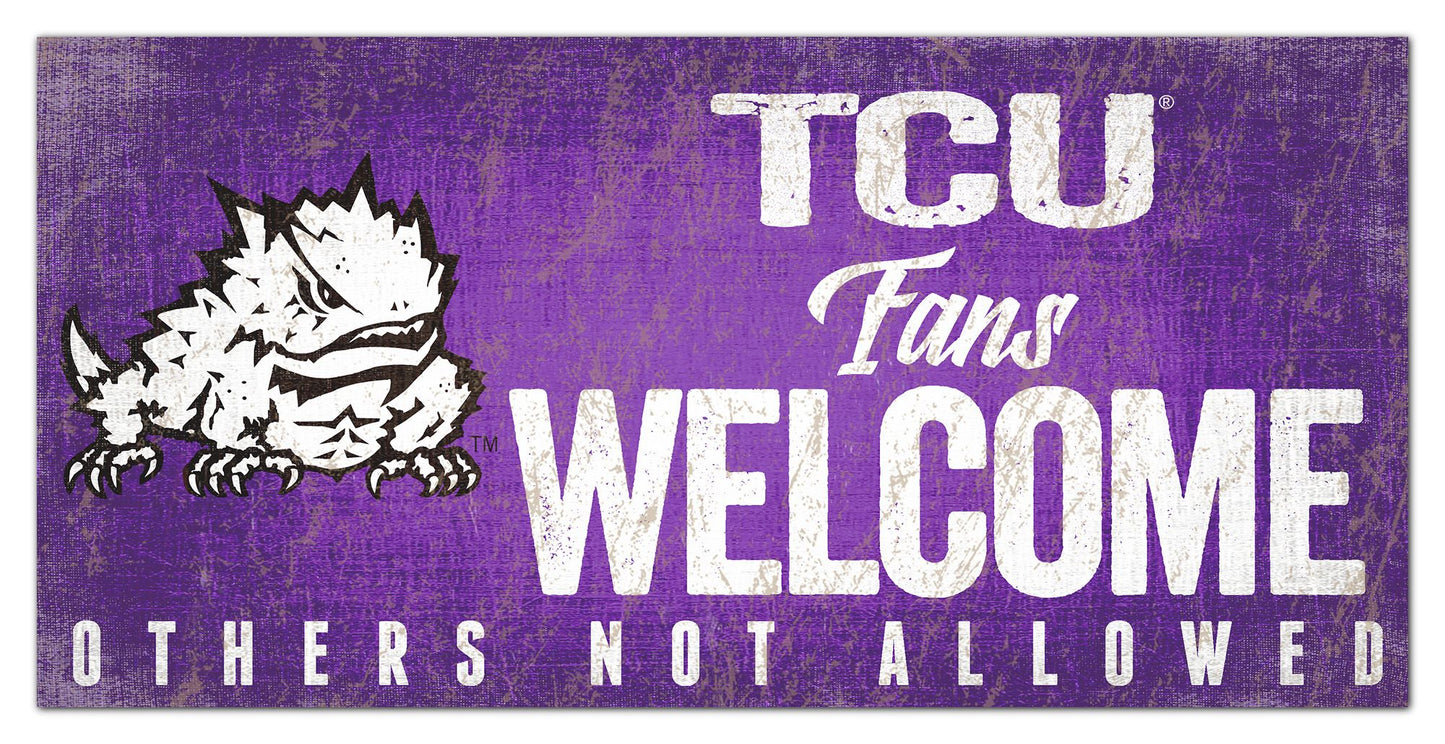 Texas Christian {TCU} Horned Frogs Fans Welcome 6" x 12" Sign by Fan Creations