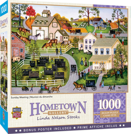 Hometown Gallery - Sunday Meeting 1000 Piece Jigsaw Puzzle by Masterpieces