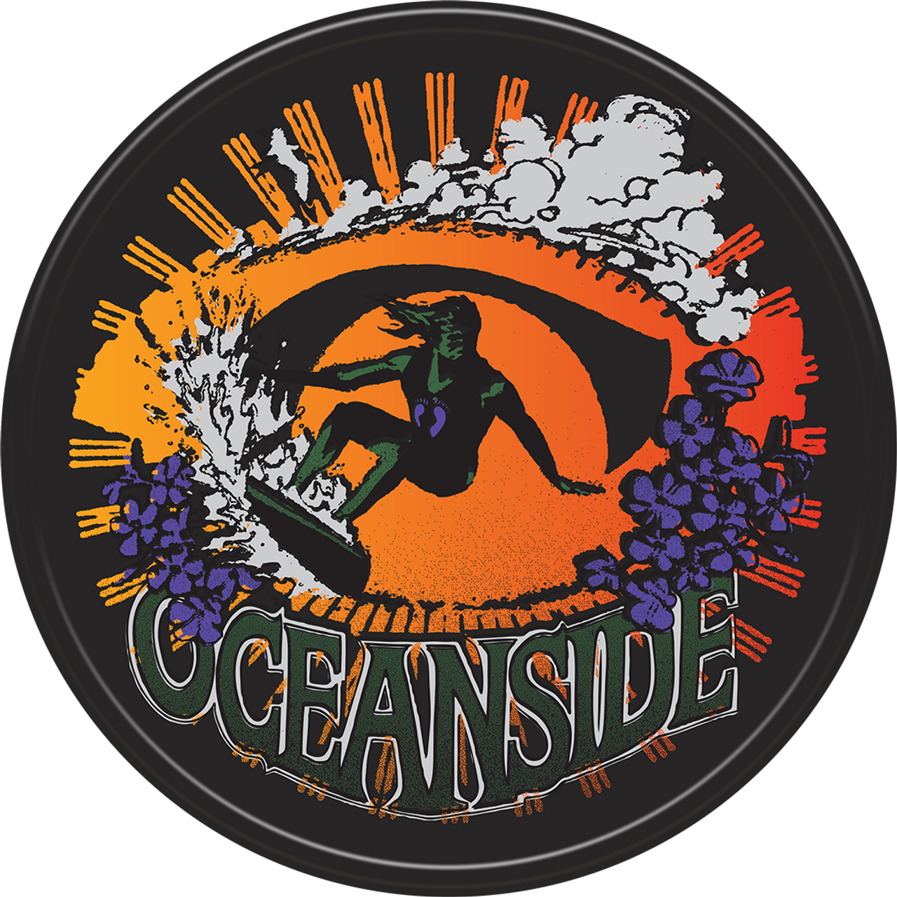 Hang Ten Oceanside 11.75" Round Metal Aluminum Sign - 2622