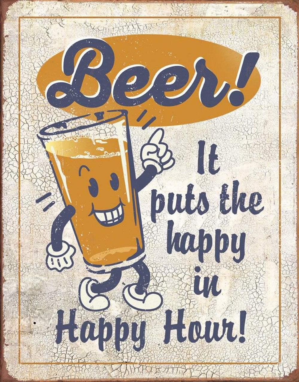 Happy Hour - Beer 12.5" x 16" Metal Tin Sign - 2259
