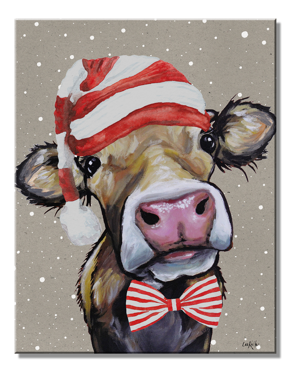 Hazel the Cow Santa 12.5" x 16" Metal Tin Sign - 9312