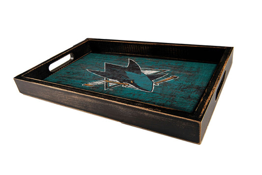 San Jose Sharks Distressed Serving Tray with Team Color by Fan Creations