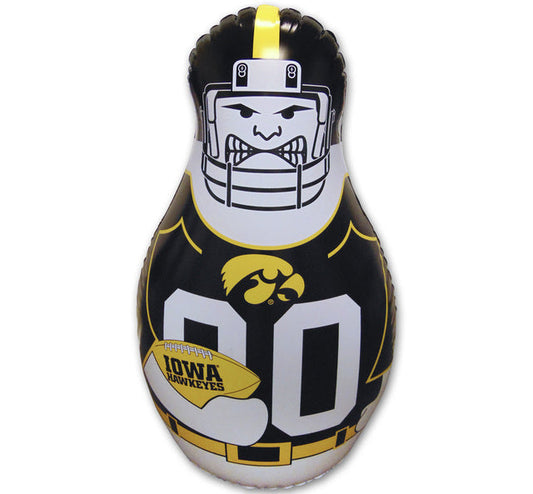 Kids inflatable toy punching bag with Iowa Hawkeyes football player graphics