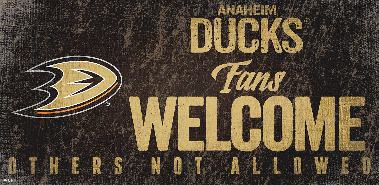 Anaheim Ducks Fans Welcome 6" x 12" Sign by Fan Creations