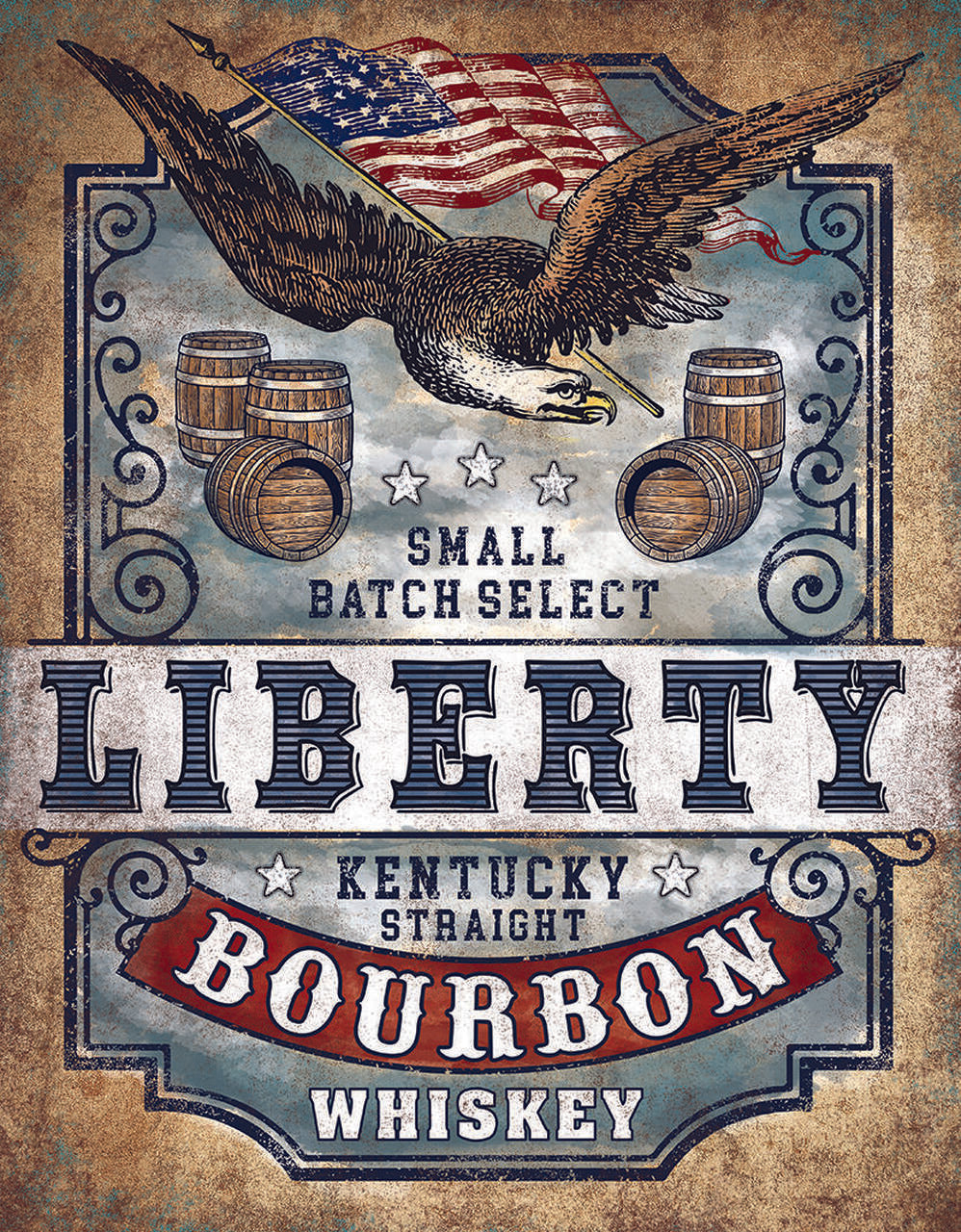 Liberty Bourbon 12.5" x 16" Metal Tin Wall Sign - 2592