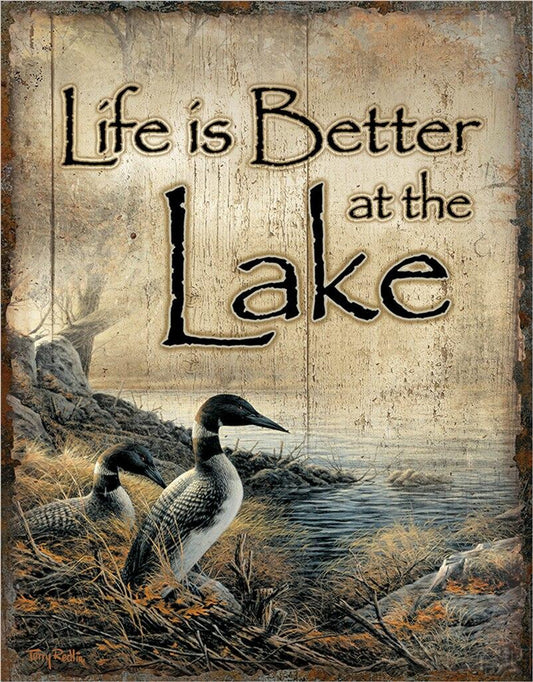 Life's Better - Lake 12.5" x 16" Metal Tin Sign - 2323
