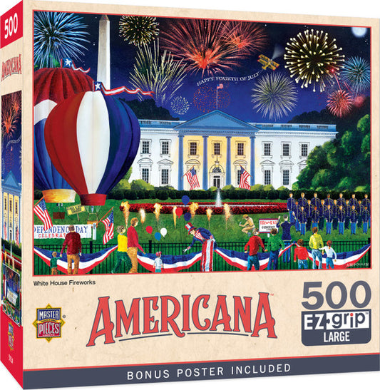 Americana - White House Fireworks EZ Grip 500 Piece Jigsaw Puzzle by Masterpieces