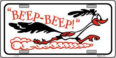 Beep Beep Roadrunner 6" x 12" Metal License Plate Tag LP-318