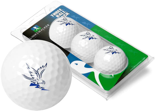 Air Force Falcons NCAA golf balls, 3 per pack, with team logo and On-Ball Putt Technology. White color, officially licensed. Made by Linkswalker.