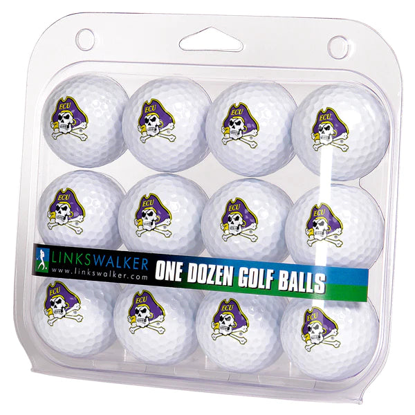 East Carolina Pirates Golf Balls 1 Dozen 2-Piece Regulation Size Balls by Linkswalker