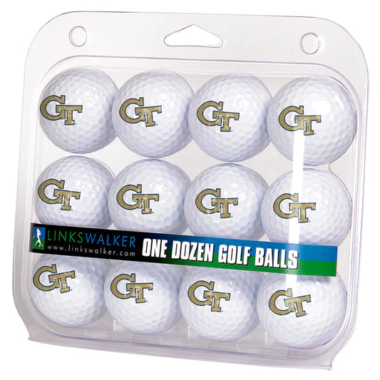 Georgia Tech Yellow Jackets Golf Balls 1 Dozen 2-Piece Regulation Size Balls by Linkswalker