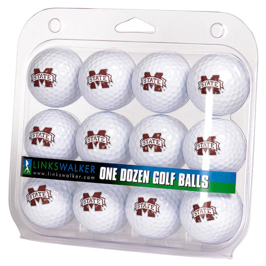 Mississippi State Bulldogs Golf Balls 1 Dozen 2-Piece Regulation Size Balls by Linkswalker