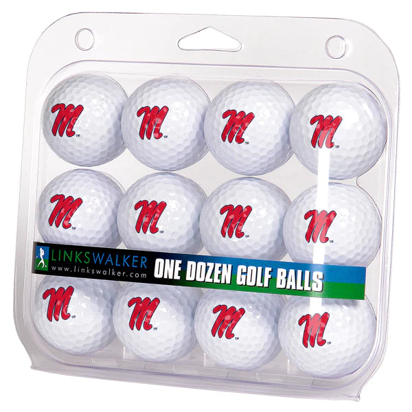 Mississippi Rebels Golf Balls 1 Dozen 2-Piece Regulation Size Balls by Linkswalker