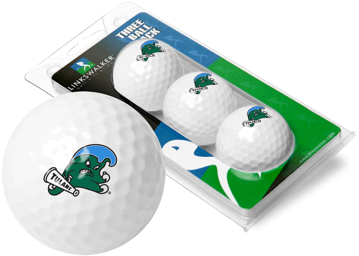 Tulane University Green Wave - 3 Golf Ball Sleeve by Linkswalker