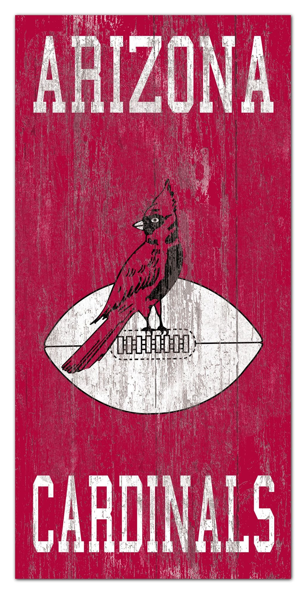 Arizona Cardinals Heritage Logo w/ Team Name 6" x 12" Distressed Sign by Fan Creations