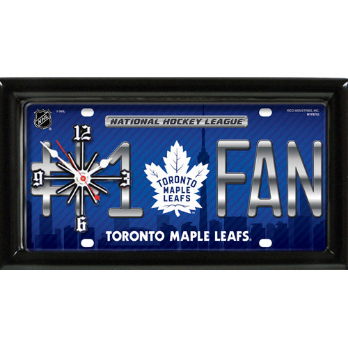 Toronto Maple Leafs rectangular wall clock features team colors and logo with the wording #1 FAN