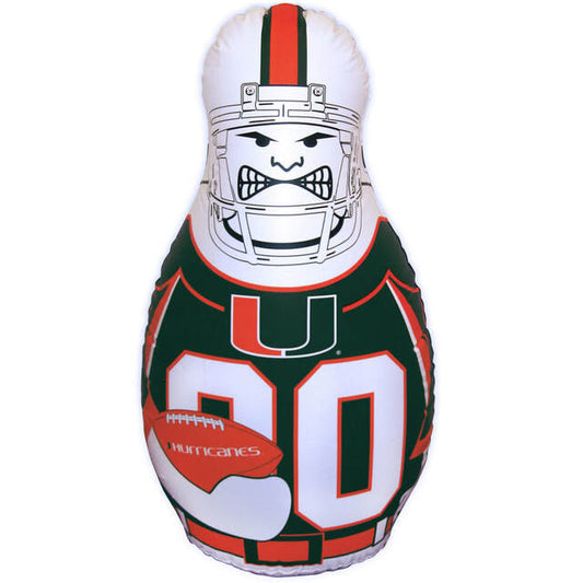 Miami Hurricanes Tackle Buddy: Team-inspired punching bag with logo. Durable for punches and kicks. Officially licensed merchandise.