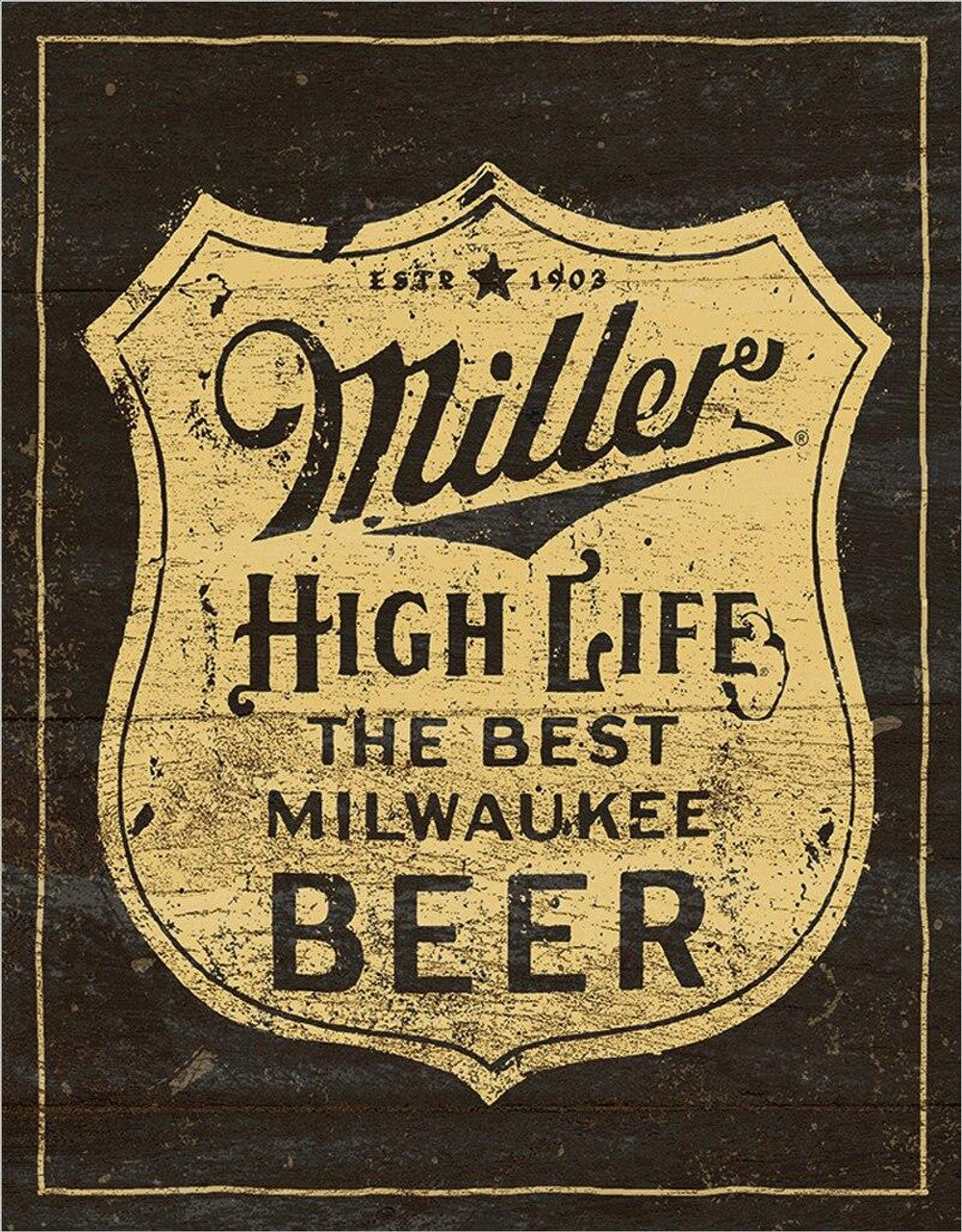Miller - Vintage Shield 12.5" x 16" Metal Tin Sign - 2306