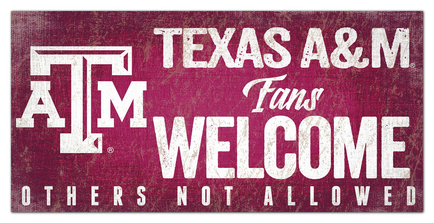 Texas A&M Aggies Fans Welcome 6" x 12" Sign by Fan Creations