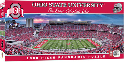 Ohio State Buckeyes 1000-piece sideline view puzzle of Horseshoe Stadium, 13" x 39", officially licensed, made in the USA.