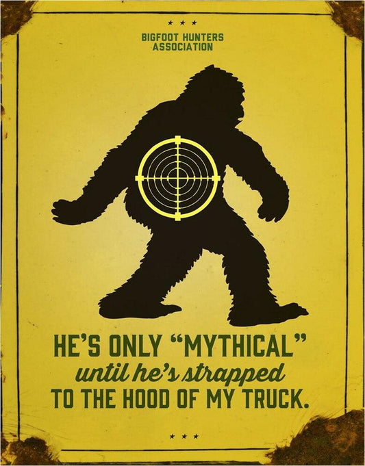 Mythical Bigfoot 12.5" x 16" Metal Tin Wall Sign - 2414