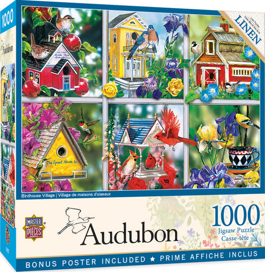 Birdhouse Village Jigsaw Puzzle: 1000 Pieces, National Audubon Society, 19.25" x 26.75