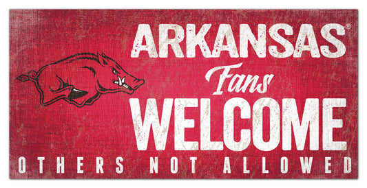 Arkansas Razorbacks Fans Welcome 6" x 12" Sign by Fan Creations
