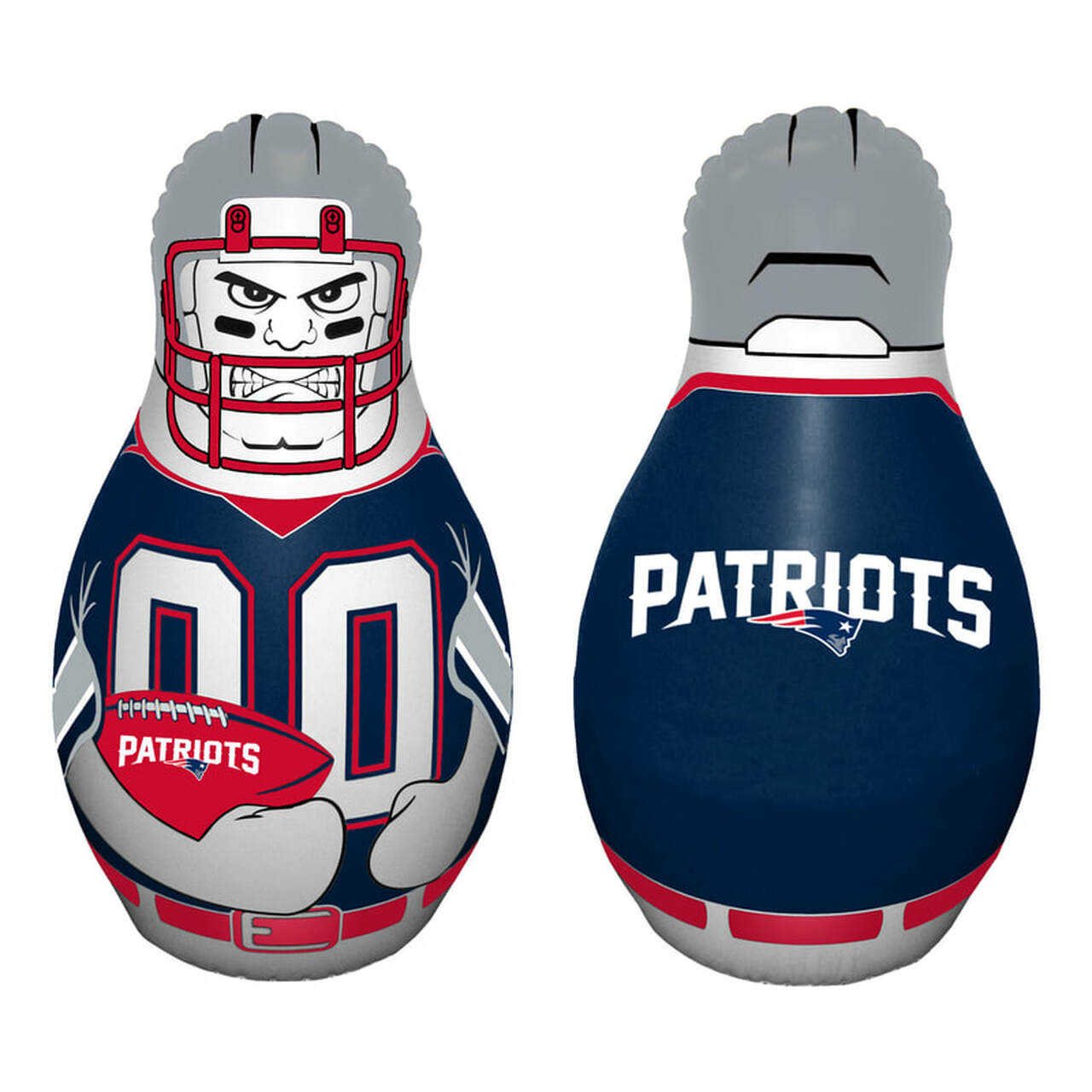 Inflatable kids punching bag with New England Patriots player graphics 