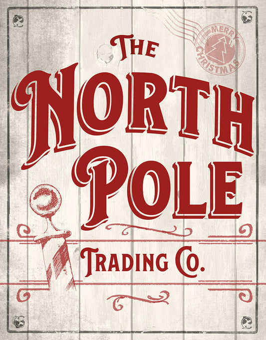 North Pole 12.5" x 16" Metal Tin Sign - 9305
