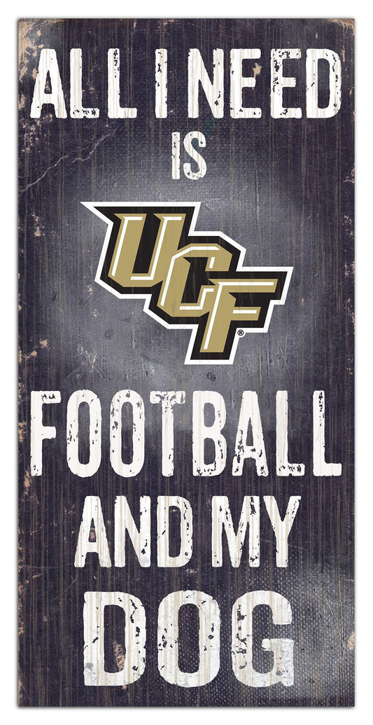 Central Florida {UCF} Knights "All I Need Is Football And My Dog" 6" x 12" Distressed Wood Sign by Fan Creations
