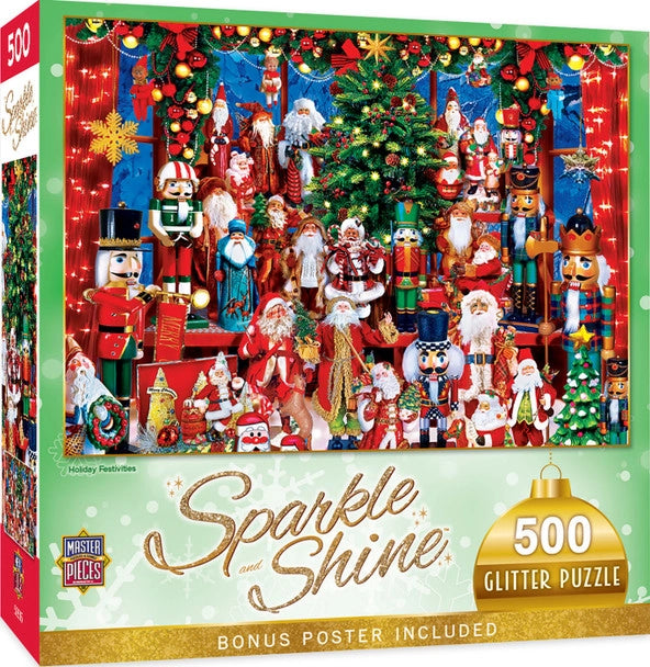 Holiday Glitter Christmas- Holiday Festivities 500 Piece Puzzle by Masterpieces