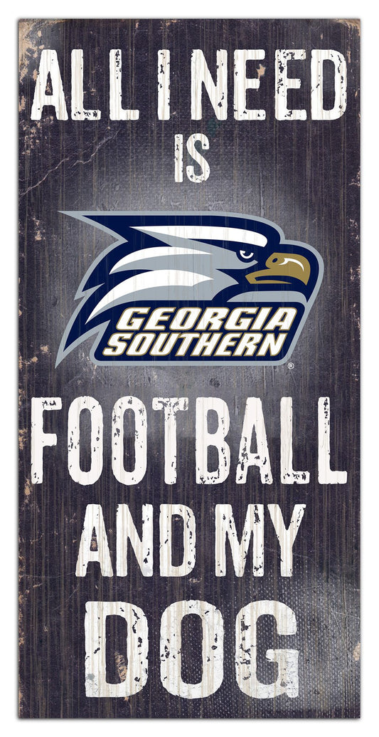 Georgia Southern Eagles - "All I Need Is Football And My Dog" -  6" x 12" Sign by Fan Creations