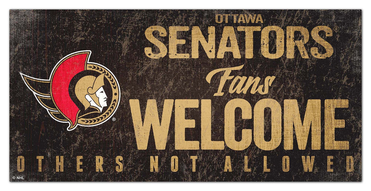 Ottawa Senators Fans Welcome 6" x 12" Sign by Fan Creations