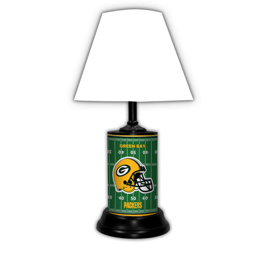 "LED lamp featuring Green Bay Packers field design by GTEI, displaying team colors and field layout for Packers fans."