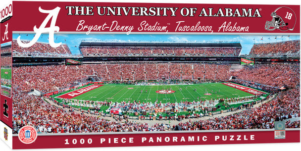 Alabama Crimson Tide Puzzle - 1000 pieces, 13" x 39". Officially licensed. Masterpieces craftsmanship. Bryant-Denny Stadium in vivid detail!