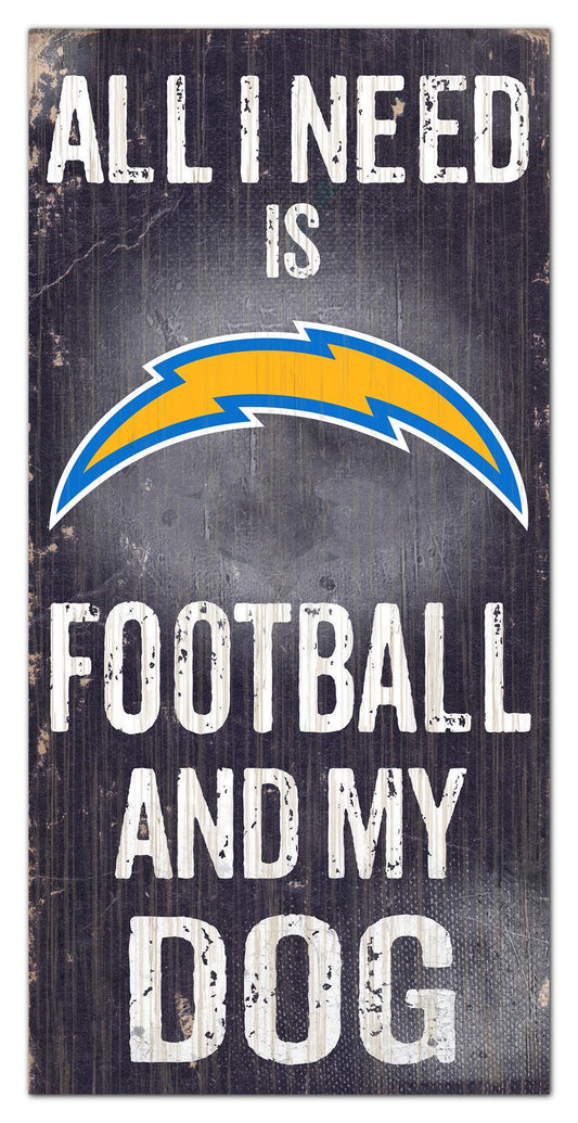 Los Angeles Chargers - "All I Need Is Football And My Dog" -  6" x 12"  Sign by Fan Creations