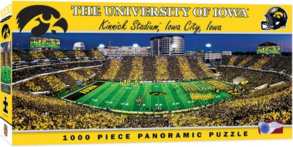 "Kinnick Stadium 1000-Piece Puzzle with a panoramic view. Measures 13x39 inches. Brand new."