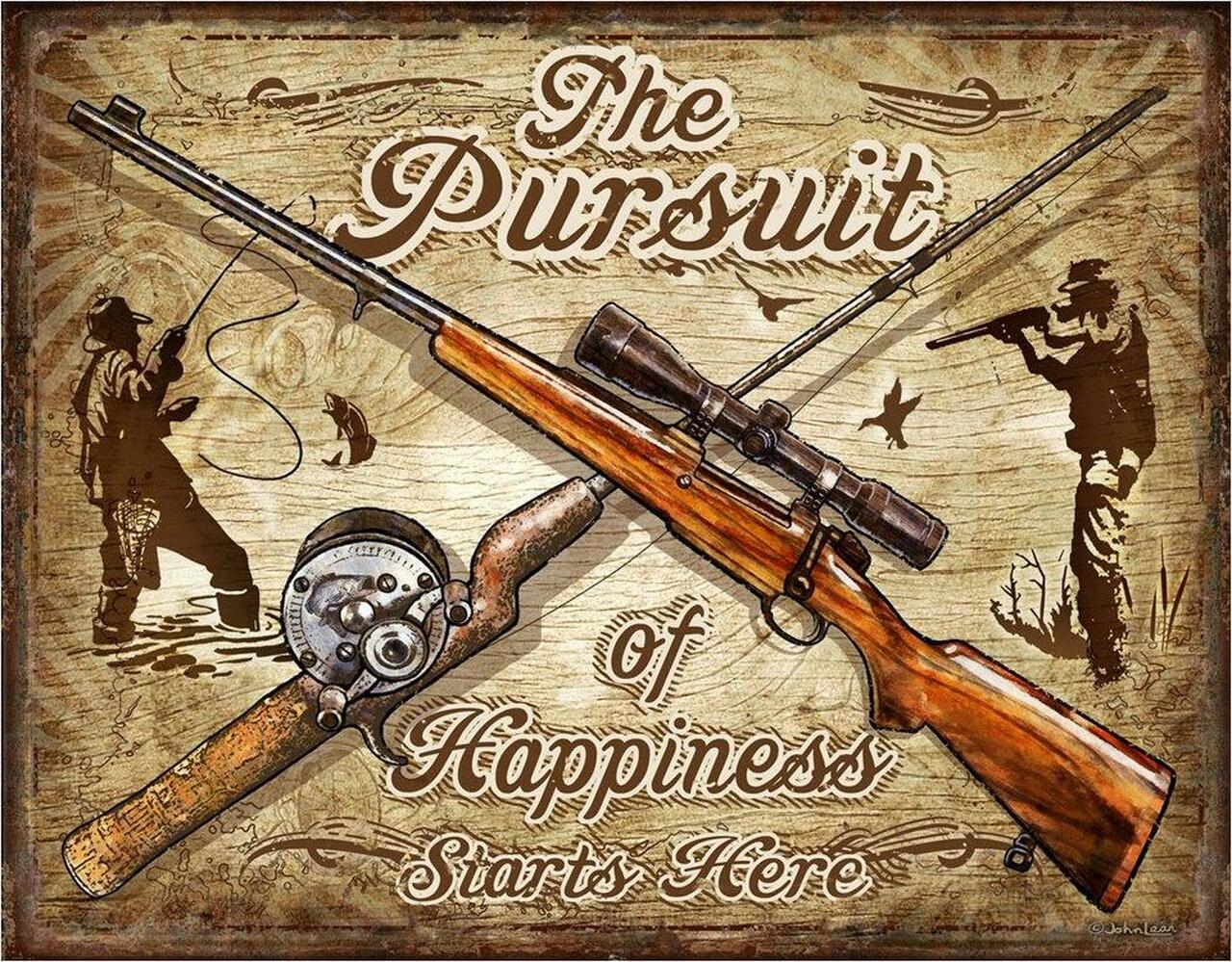 Pursuit Happiness 16" x 12.5" Metal Tin Wall Sign - 2413