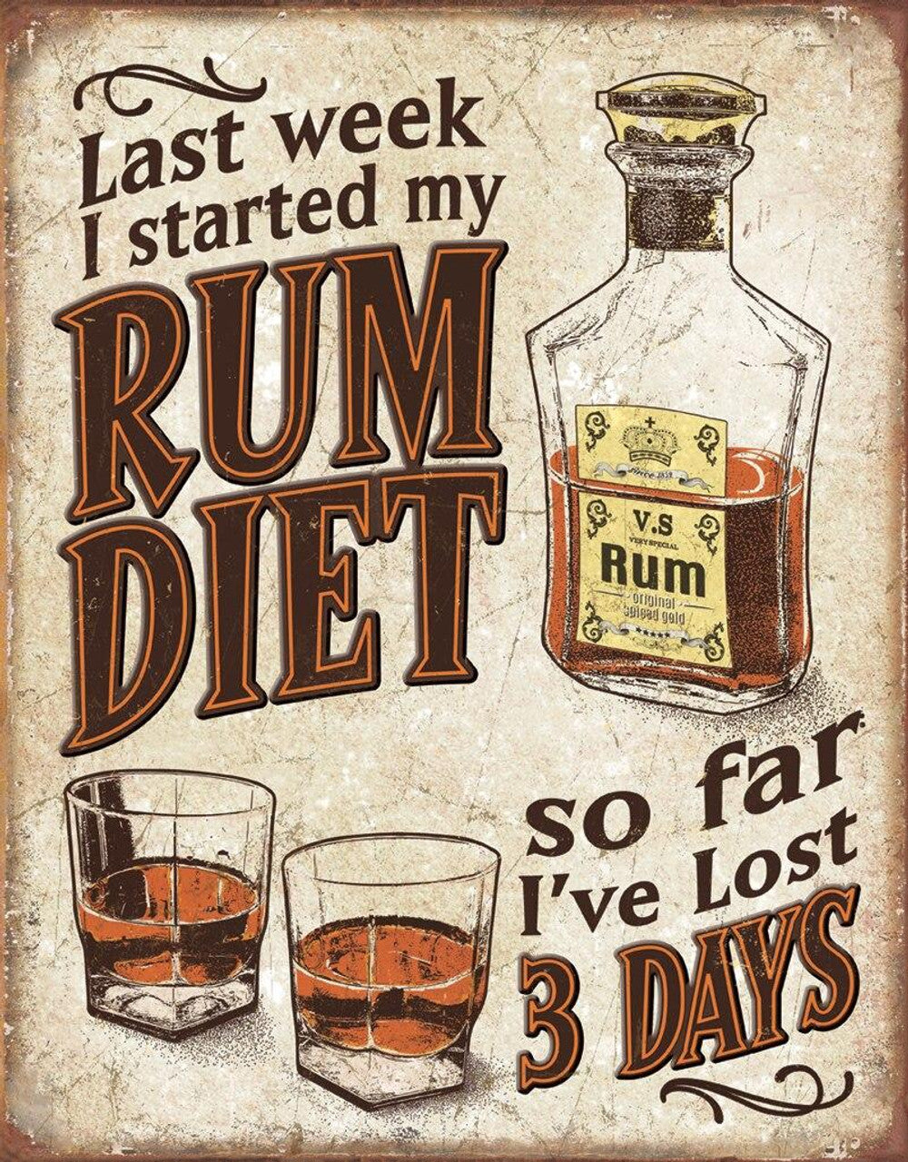 Rum Diet 12.5" x 16" Metal Tin Sign - 2217