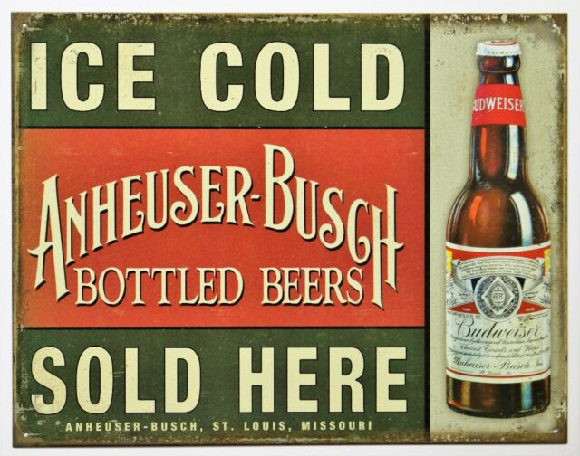 Anheuser-Busch - Ice Cold 16" x 12.5" Distressed Metal Tin Sign - 2081