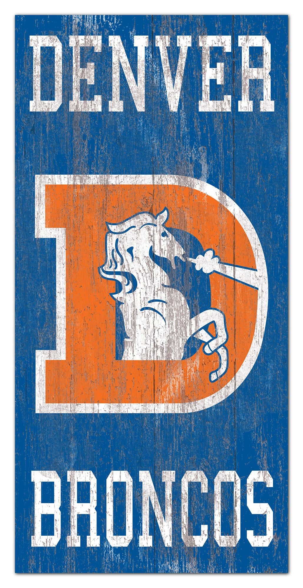 Denver Broncos Heritage Logo w/ Team Name 6" x 12" Distressed Sign by Fan Creations