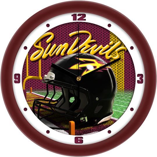 Arizona State Sun Devils wall clock with team helmet graphics on face of clock