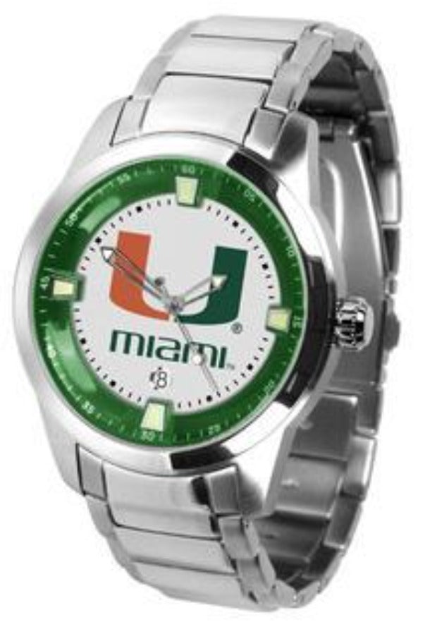 Miami Hurricanes Men's Titan Steel Watch by Suntime