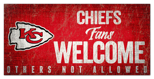 Kansas City Chiefs Fans Welcome 6" x 12"  Sign by Fan Creations