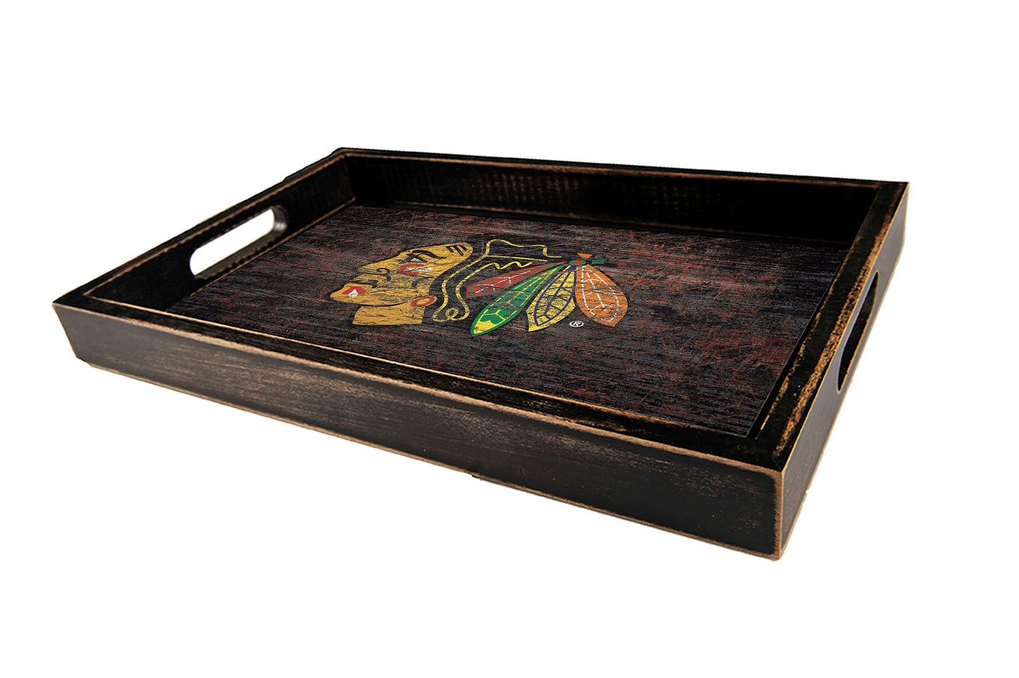 Chicago Blackhawks Distressed Serving Tray with Team Color by Fan Creations