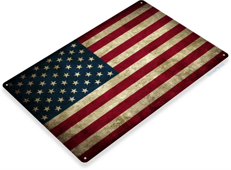 American Flag Distressed Metal Tin Sign A212