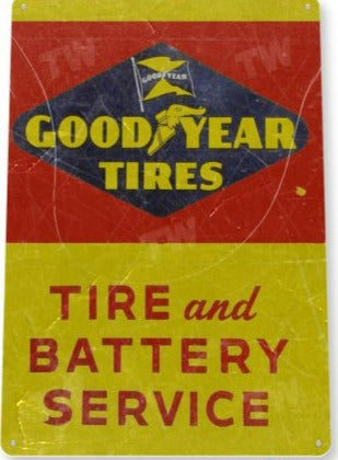 Goodyear Tires Distressed Metal Tin Sign A409